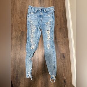 American Eagle Outfitters Light Blue Ripped Skinny Jeans